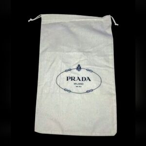 Prada White Dust Bag With Drawstring, Size 13" x 9"